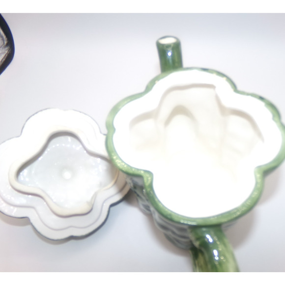 Vintage Limoges France ? Green Bell Pepper Teapot Large Ceramic Vegetable Coffee - Picture 15 of 16